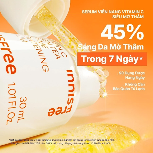 Serum viên nang Vitamin C sáng da INNISFREE Green Tea Enzyme Brightening Serum 30ml