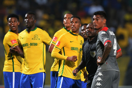 Sundowns players during the Absa Premiership match between Mamelodi Sundowns and SuperSport United at Lucas Moripe Stadium. Picture Credit: Gallo Images