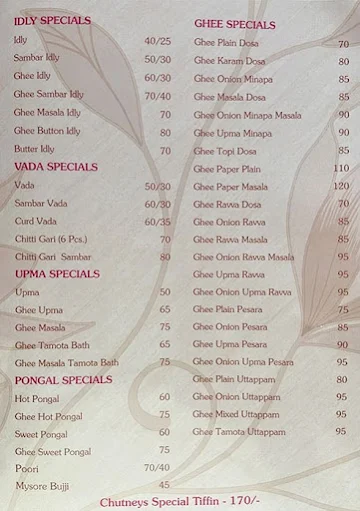 Chutneys menu 