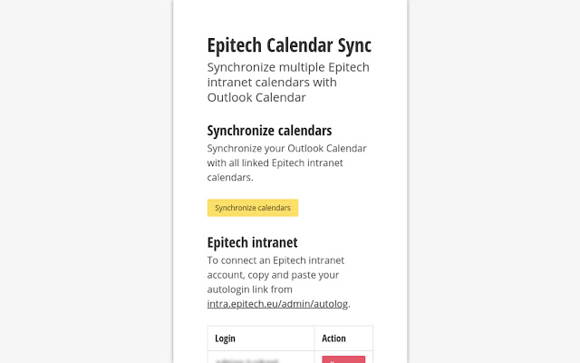 Epitech Calendar Sync chrome extension