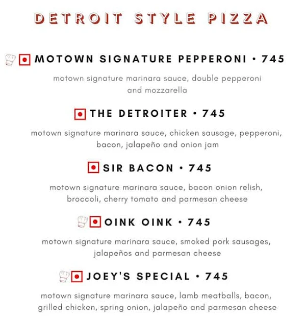 Motown - Detroit Style Pizza menu 