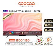 [Mã Elbau4 Giảm 4% Đơn 500K] Google Tivi Coocaa 4K 50 Inch - Model 50Y72 - Miễn Phí Lắp Đặt