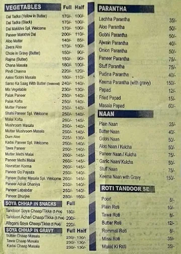 Welcome Food Point menu 