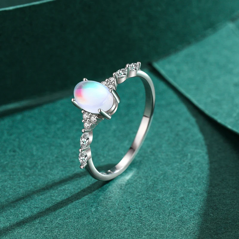 S925 Sterling zilveren maansteen ring in Cold Style. Ideaal voor dagelijks gebruik en speciale gelegenheden. Elegant en modieus design.