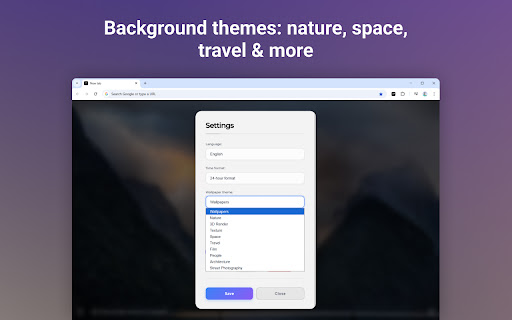 New Tab with Wallpapers & Clock — Tabskin screenshot 3