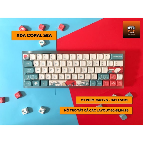 Keycap Xda Coral Sea In Nhiệt Dyesub, Nhựa Pbt Dày, 117 Nút Bàn Phím Cơ