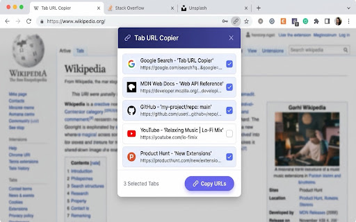 Tab URL Copier screenshot 1