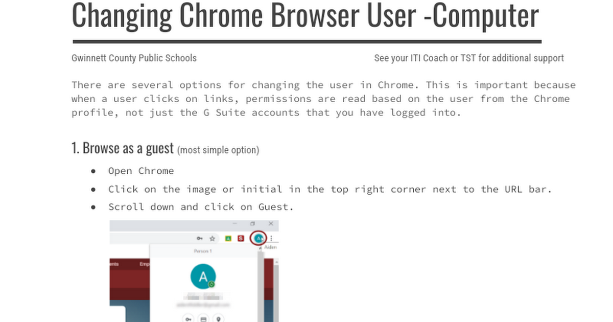 Changing Chrome Browser User