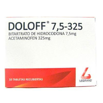 Doloff Bitartrato de Hidrocodona + Acetaminofén 7.5 /325mg Legrand Caja x 10 Tabletas  