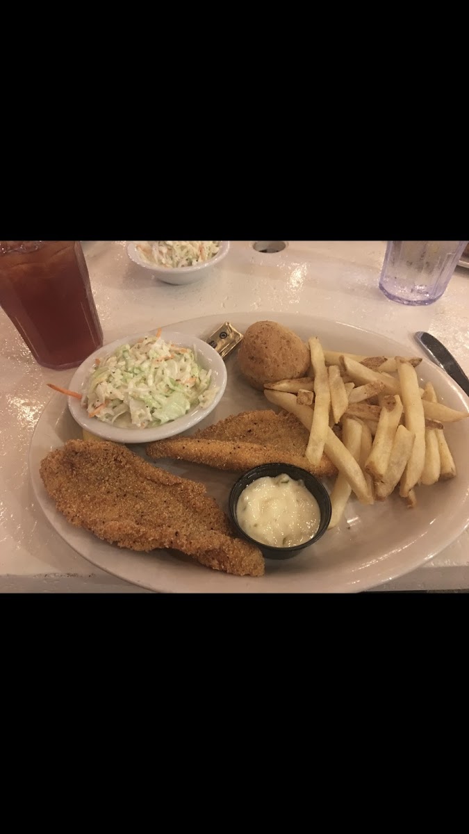 gluten free catfish with dedicated fryer for all gluten foods including fries