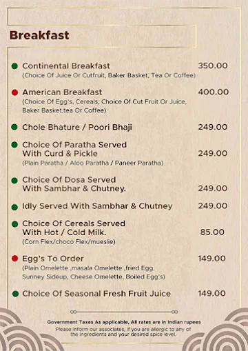 Momentt- Enrise By Sayaji menu 