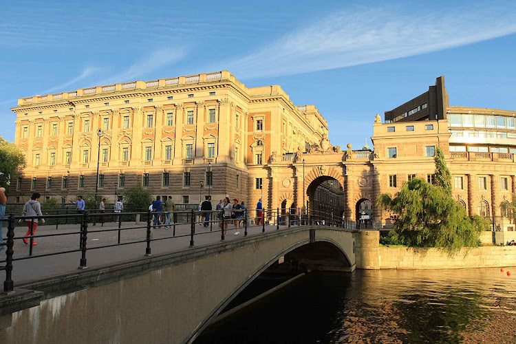 The Royal Palace in Stockholm is right next to Gamla Stan (old town), near the Parliament House.