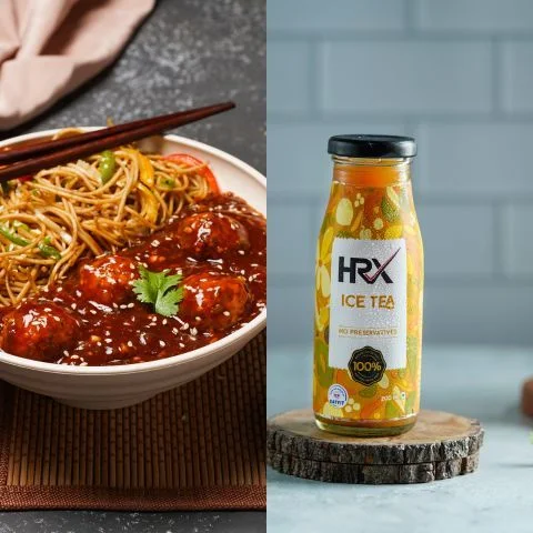 Veg Manchurian Hakka Noodles Bowl + Ice Tea (200ml)