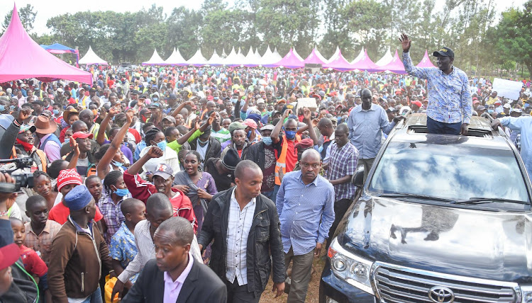 Deputy President William Ruto when Presided over the launch of an economic empowerment programme that will benefit thousands of women, youth and persons living with disabilities, at St. Paul's Kutus Primary School, Kirinyaga County on October 31, 2020.