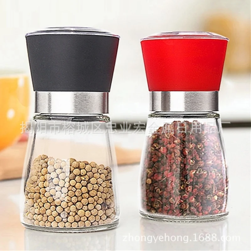 Creative kitchen appliance hand glass grinder with pepper mill. Freshly ground spices at your fingertips, adding a touch