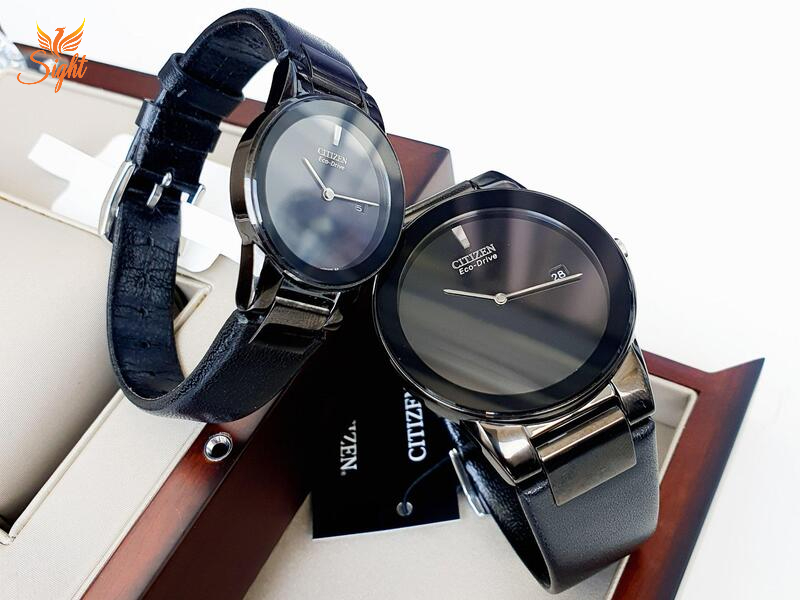 Đồng Hồ Đôi Citizen GA1055-06E & AU1065-07E có thiết kế mặt đen ấn tượng