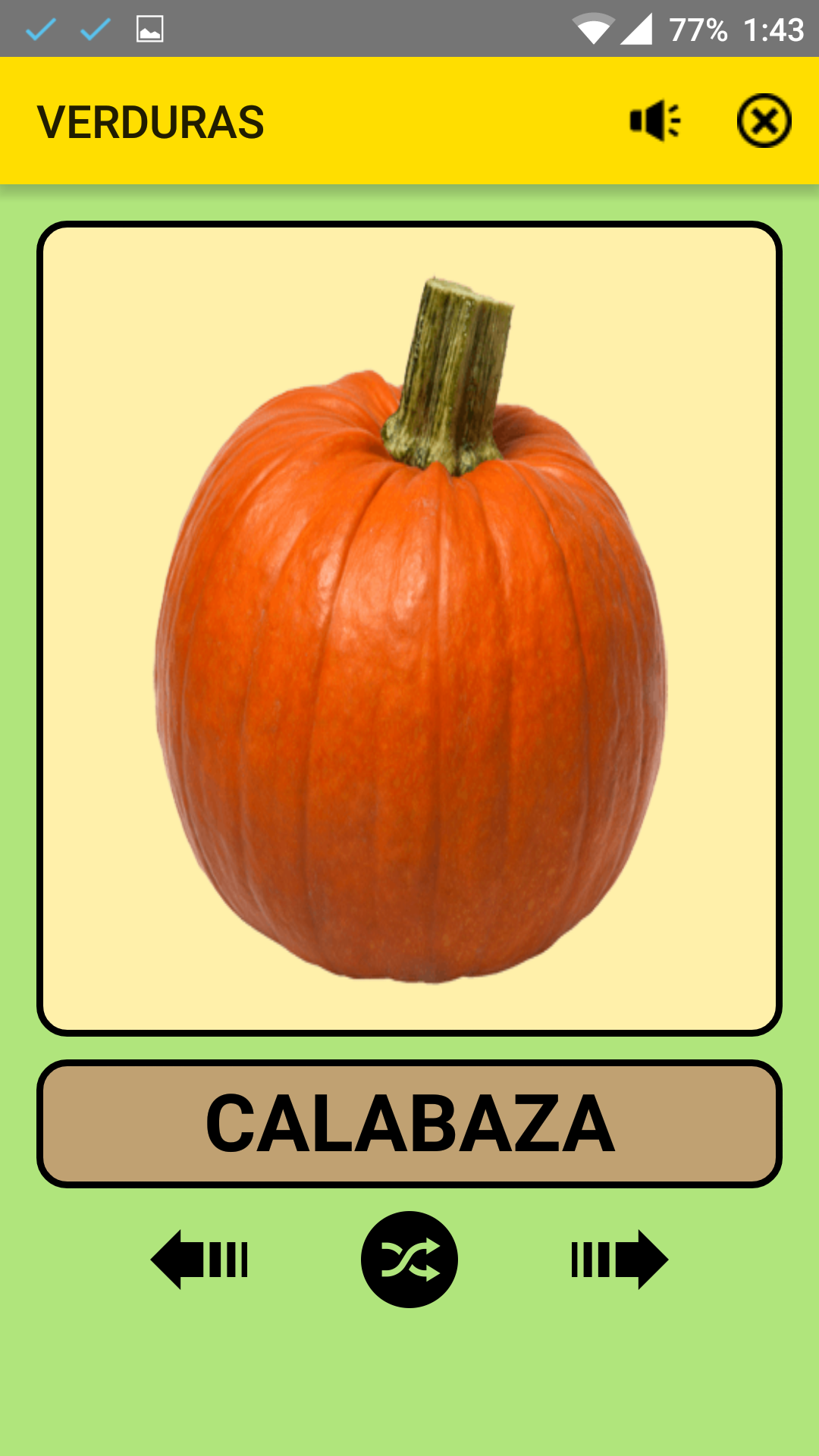 Android application Vegetables For Kids screenshort