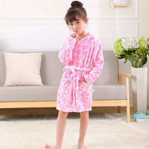 Title 5, Cartoon Flannel Hooded Nightgown for Children C...