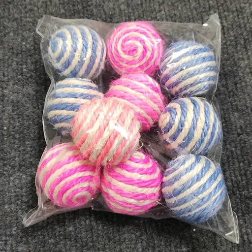 5pcs/10pcs Sisal Hemp Ball Cat Toy Teaser Cat Stick Woven Bite Resistant Toy Ball Interactive Cat Pet Products