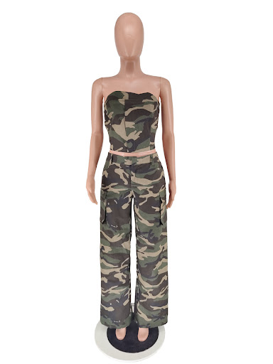 Title 15, Camouflage Pocket Casual Pants Suit Comfortable...