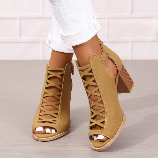 Title 6, Womens Thick Heel Round Toe Buckle High Heel S...