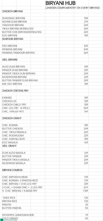 Biryani Hub menu 