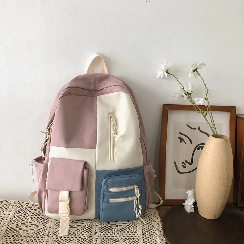 Retro školska torba za studentkinje sa kontrastnim bojama Harajuku velikog kapaciteta savršena za knjige i svakodnevnu upotrebu