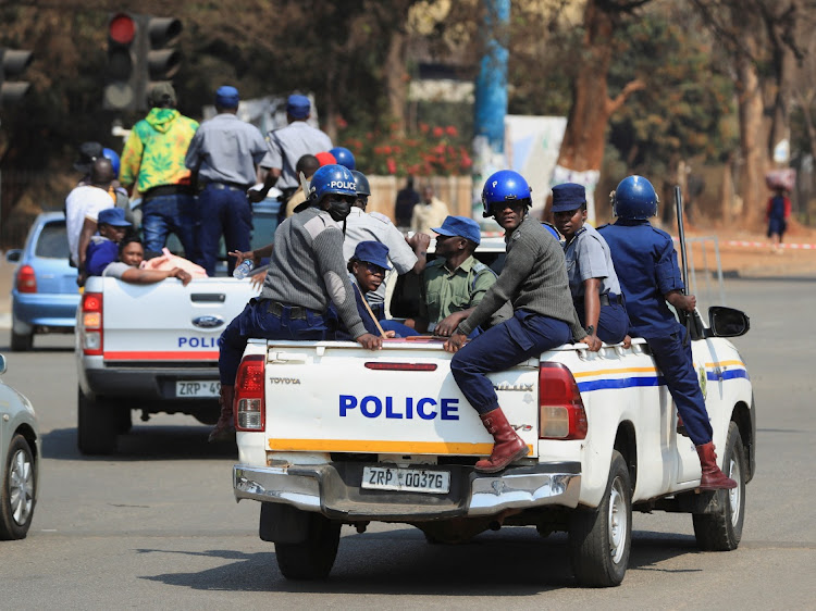 Police patrolled the streets as vote counting for the general election progressed, in Harare, Zimbabwe, on August 26 2023.