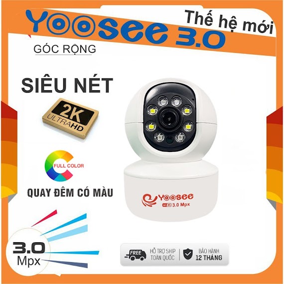 Camera Wifi Yoosee Ys - 2031 3.0Mp , Quay Đêm Có Màu, Xoay Theo Chuyển Động, Đàm Thoại