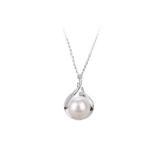 Title 2, 925 Sterling Silver Necklace with Freshwater Pe...