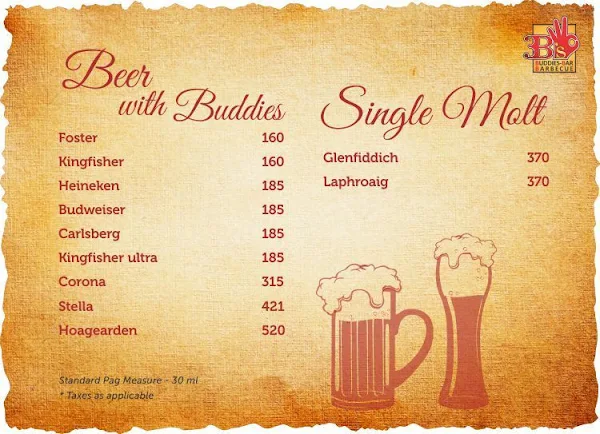 3B's - Buddies, Bar & Barbecue menu 