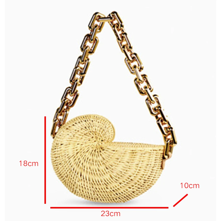 Stro-schelpvormige acryl ketting schoudertas, ideaal om je essentials met stijl en gemak te dragen.