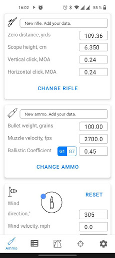 Screenshot Ballistics Calculator 2024