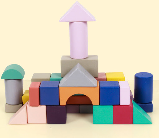Title 2, Wooden Beech Building Blocks Wood Assembling Ed...