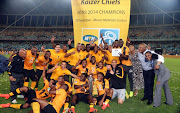 Kaizer Chiefs players during the MTN 8 Final match between Kaizer Chiefs and Orlando Pirates at Moses Mabhida Stadium on September 20, 2014 in Durban, South Africa.