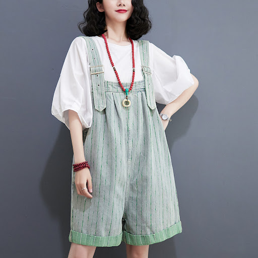 Title 8, Fashion Striped Denim Strap Shorts perfect for ...