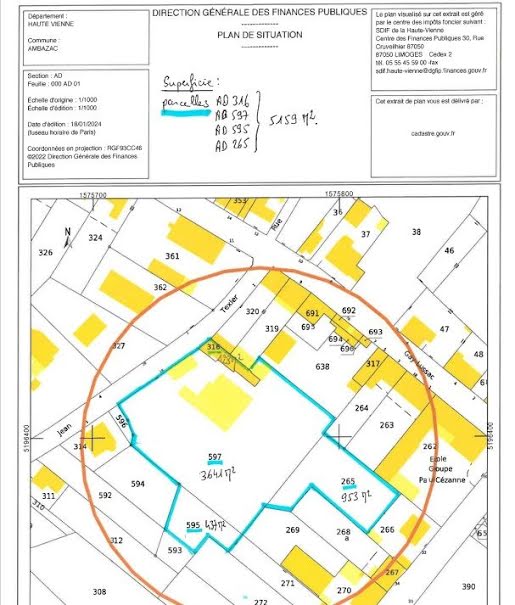 Vente terrain  5159 m² à Ambazac (87240), 422 500 €