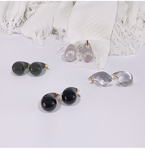 Title 2, Water Drop Resin Metal Matching Melon Seed Earr...