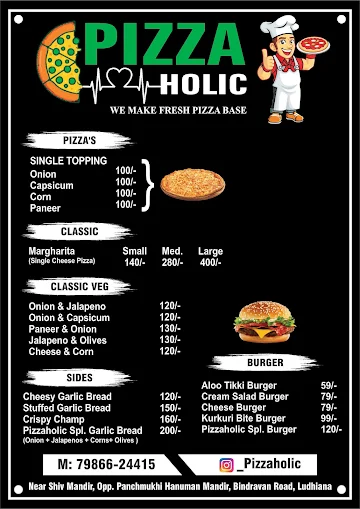 Pizzaholic menu 