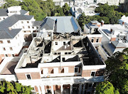 The roof bore the brunt of the damage at the Old Assembly building.