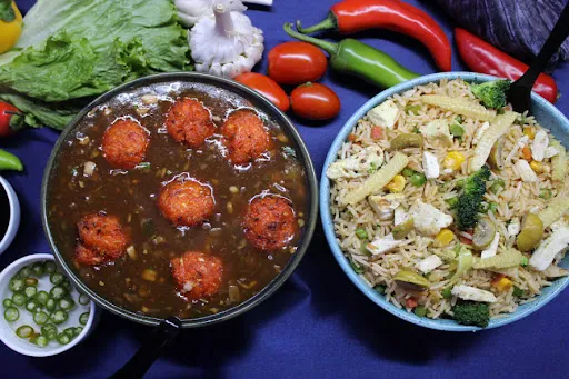 Veg Manchurian [300ml] Gravy With Fried Rice [2 Box]