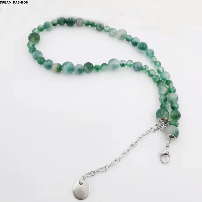 Chinese patroon onregelmatige jade ronde kraal ketting voor dames, sleutelbeen sieraad, elegante uitstraling en uniek design.