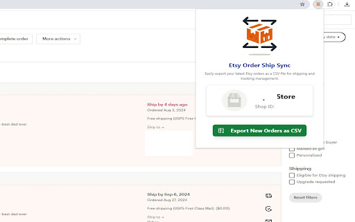 Etsy Order Ship Sync