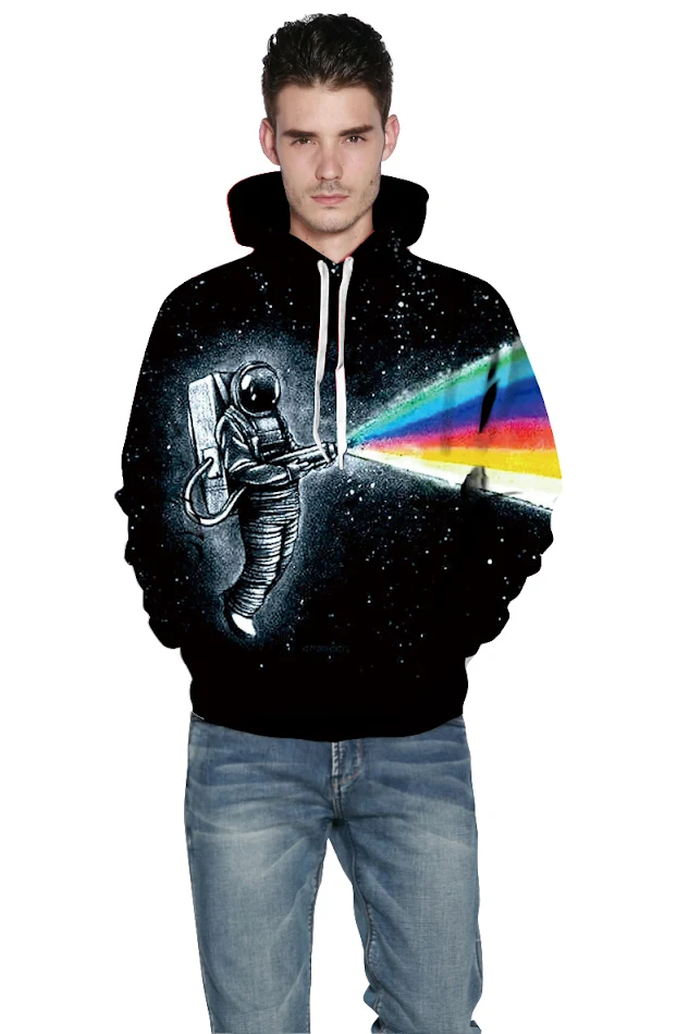 Lässiges, bedrucktes, loses Sweatshirt mit Kapuze