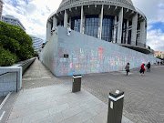 A view of the parliament as protesters against the Covid-19 restrictions and vaccine mandates camp in front of it in Wellington, New Zealand, on February 14 2022. 