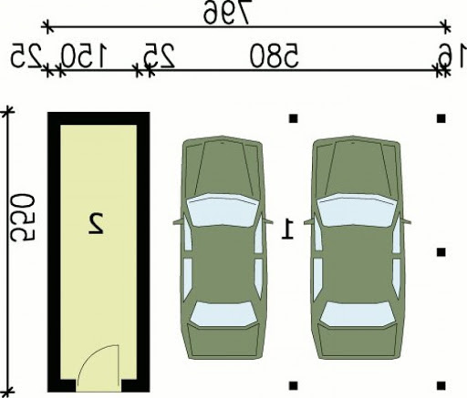 G48 wiata garażowa - Rzut garażu