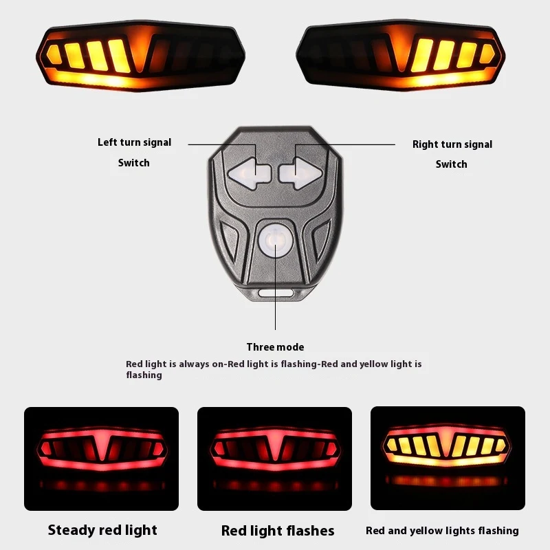 Luz trasera de advertencia con carga, control remoto, impermeable, inducción, freno y dirección. Iluminación de alta calidad para seguridad.