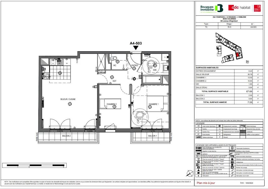 Location  appartement 3 pièces 68 m² à Bois-Colombes (92270), 1 737 €