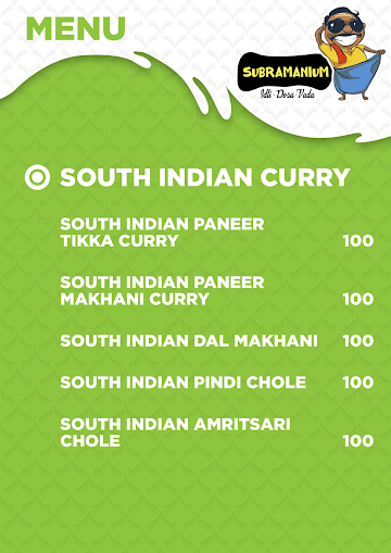 Subramanium Idli & Dosa Meals menu 