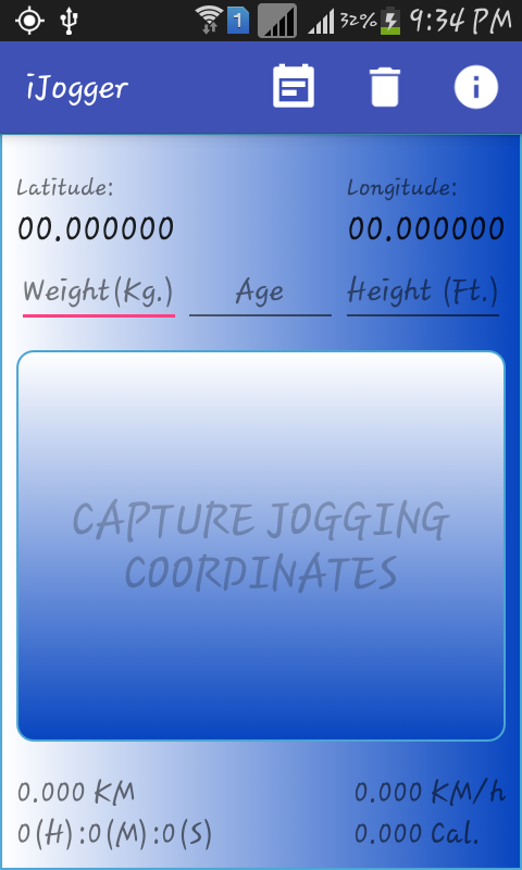 iJogger (Jogging Assistant) Screen 1